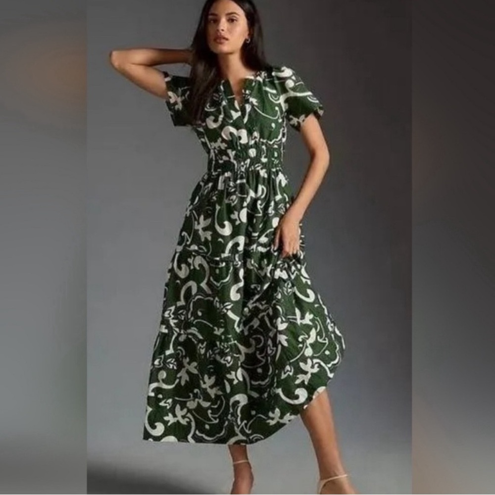 Anthropologie The Somerset Maxi Dress In Dark Green Size M